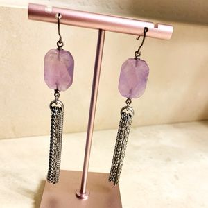 Beautiful Silver Dangling Amethyst Earrings